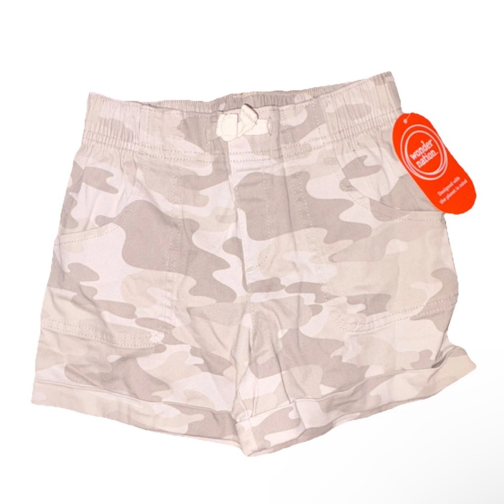 Wonder Nation Boys Camouflage Cargo Shorts M (7-8) Cotton Blend, Drawstring